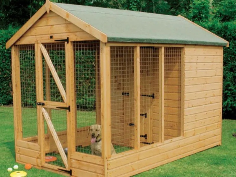 10' x 6' Traditional Apex Wooden Dog Kennel 6' Run - Pet House (3.05x1.83m)